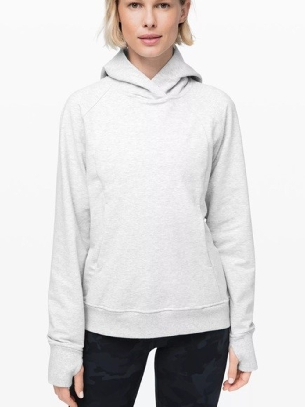 Lululemon Athletica Cotton Light Gray Pullover Hoodie Size 12